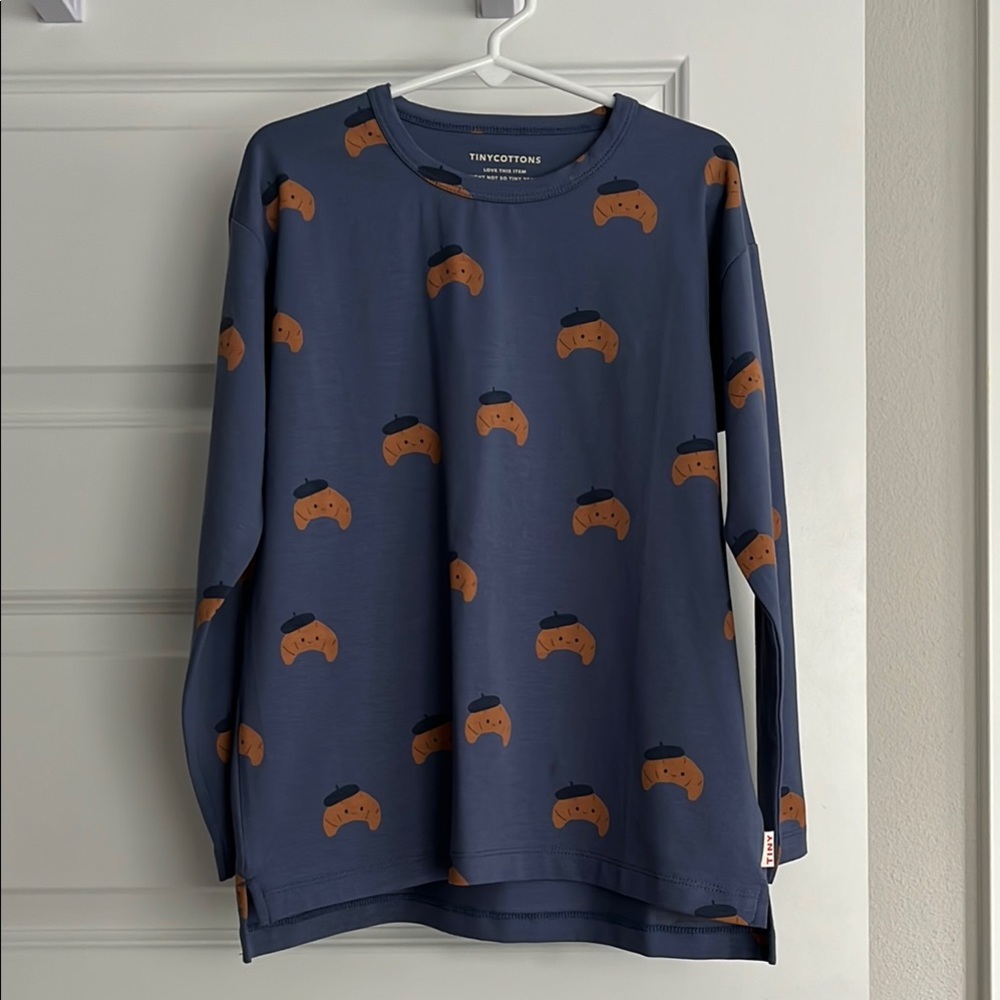 NWOT TinyCottons Blue French Croissant Top Kids Size 8